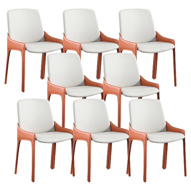 Contemporary Metal Dining Room Chair Arm Faux Leather Side Chair for Dining Room