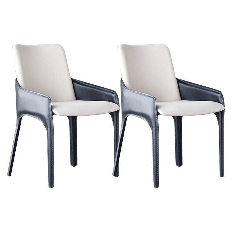 Contemporary Metal Dining Room Chair Arm Faux Leather Side Chair for Dining Room