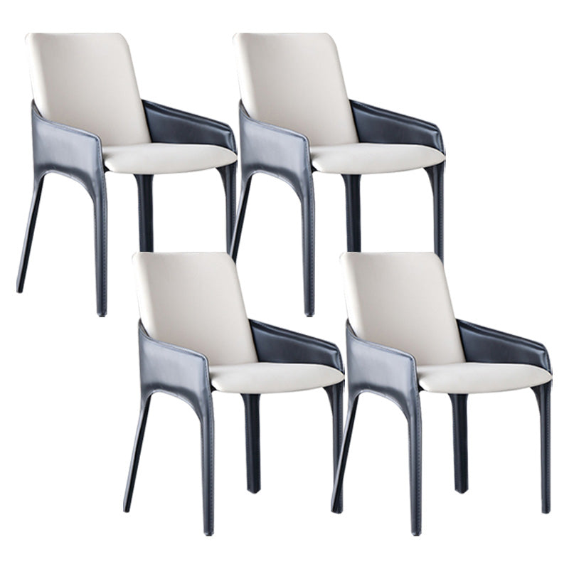 Contemporary Metal Dining Room Chair Arm Faux Leather Side Chair for Dining Room