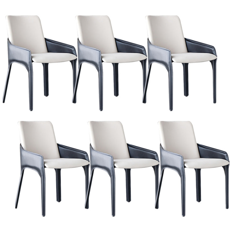 Contemporary Metal Dining Room Chair Arm Faux Leather Side Chair for Dining Room