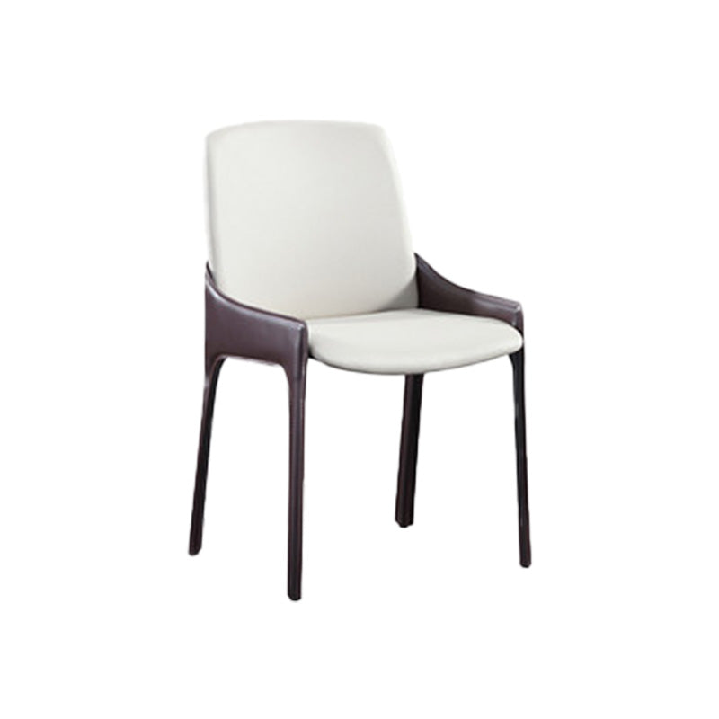 Contemporary Metal Dining Room Chair Arm Faux Leather Side Chair for Dining Room
