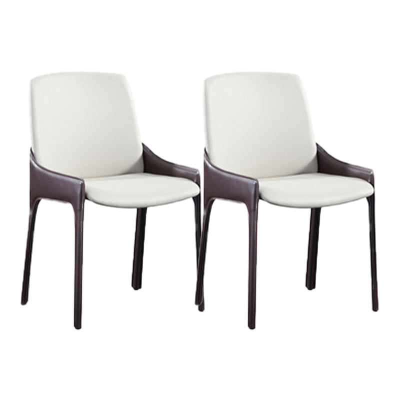 Contemporary Metal Dining Room Chair Arm Faux Leather Side Chair for Dining Room