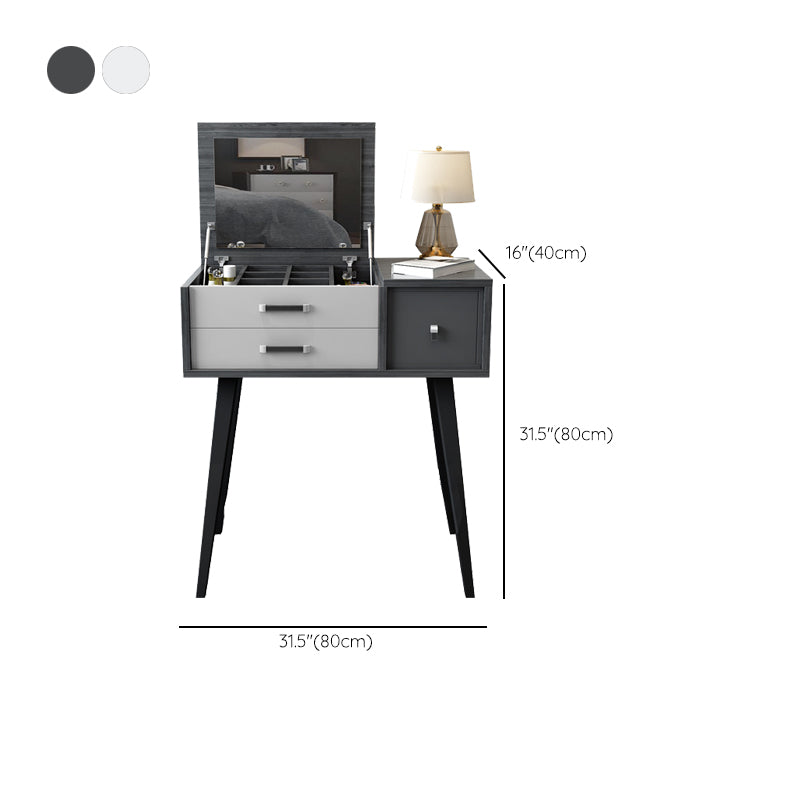 Mirror Table Dressing Table Solid Wood Make-up Vanity with Drawers
