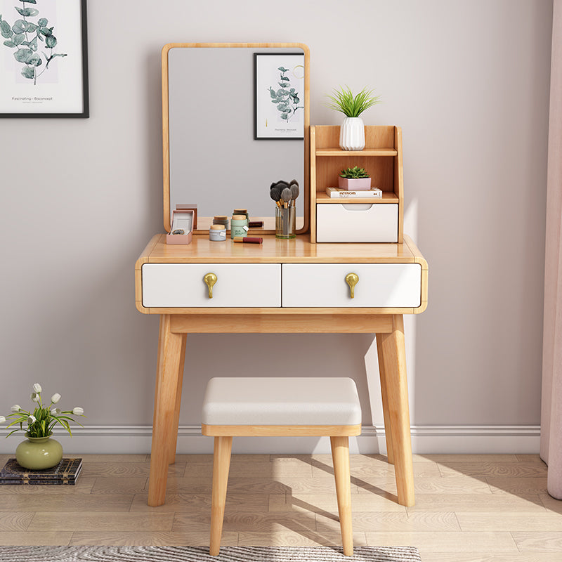 Modern Solid Wood Vanity Makeup Table   Vanity Stool with Mirror