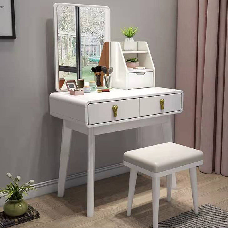 Modern Solid Wood Vanity Makeup Table   Vanity Stool with Mirror