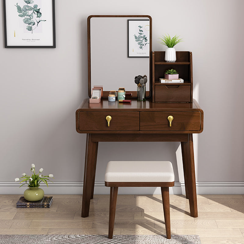 Modern Solid Wood Vanity Makeup Table   Vanity Stool with Mirror