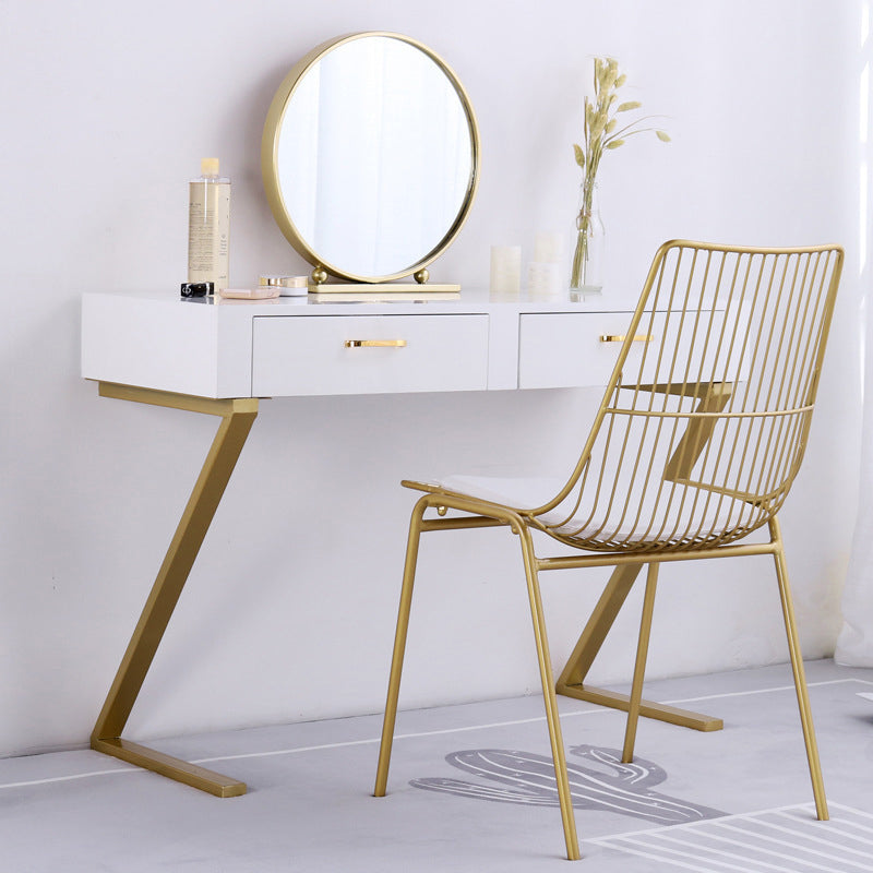 Glam Dresser with 2 Storage Drawers White Vanity Table for Bedroom