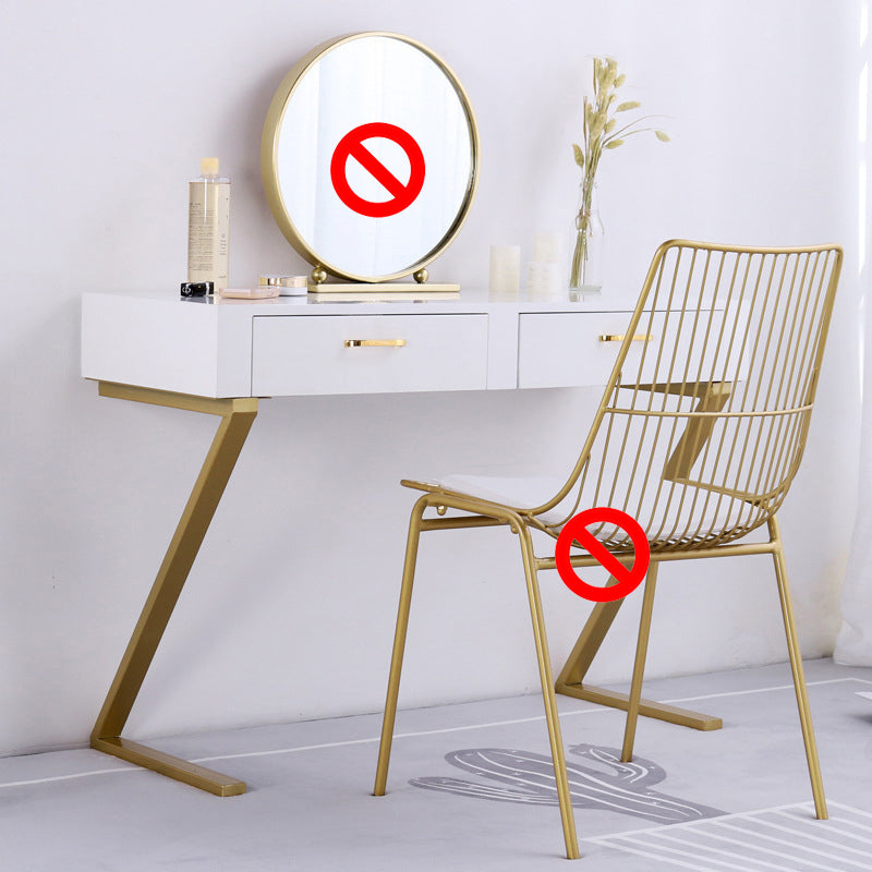 Glam Dresser with 2 Storage Drawers White Vanity Table for Bedroom
