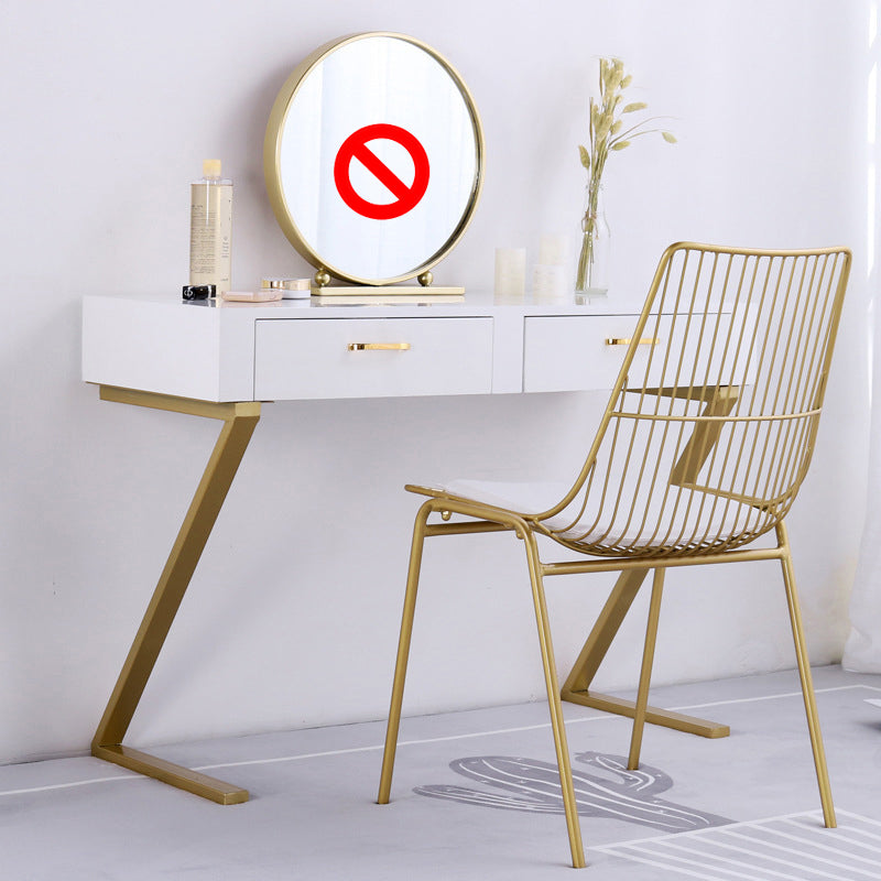 Glam Dresser with 2 Storage Drawers White Vanity Table for Bedroom