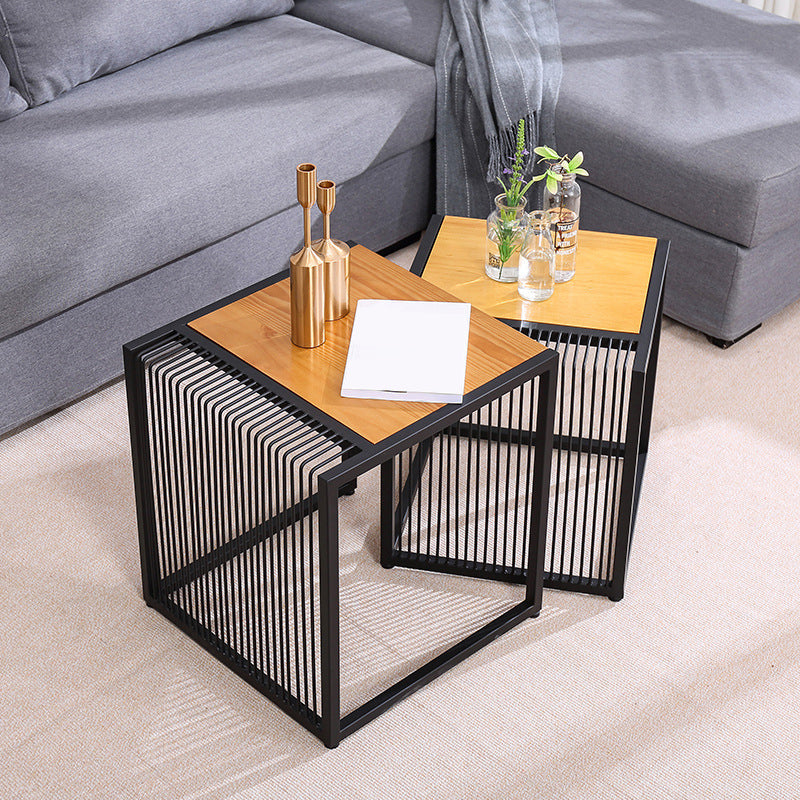 Frame 2 Nesting Coffee Table Iron & Solid Wood Cocktail Table Set
