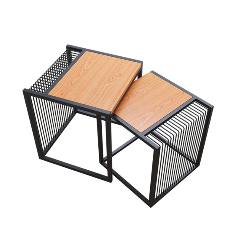 Frame 2 Nesting Coffee Table Iron & Solid Wood Cocktail Table Set