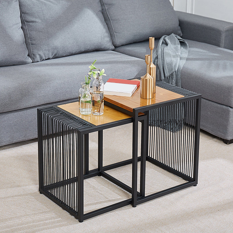 Frame 2 Nesting Coffee Table Iron & Solid Wood Cocktail Table Set