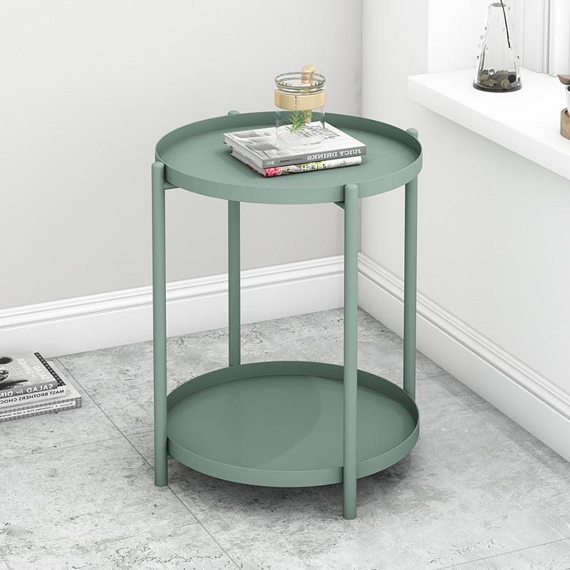 Mid-Century Metal Corner Table Tray Top Round Side End Table