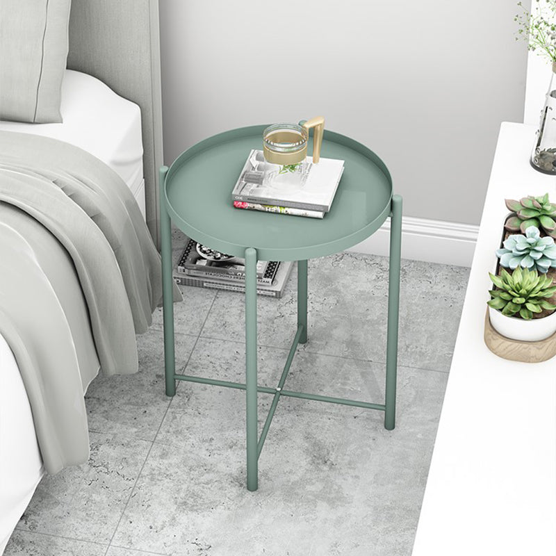 Mid-Century Metal Corner Table Tray Top Round Side End Table