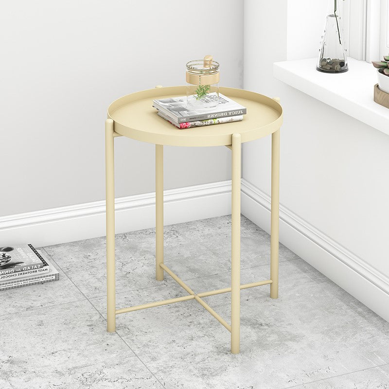 Mid-Century Metal Corner Table Tray Top Round Side End Table