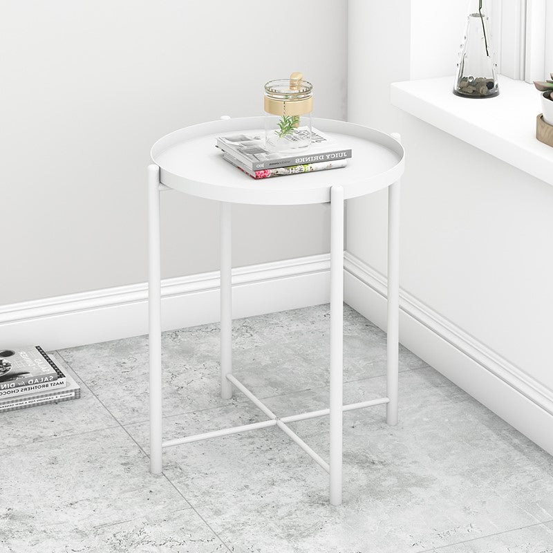 Mid-Century Metal Corner Table Tray Top Round Side End Table