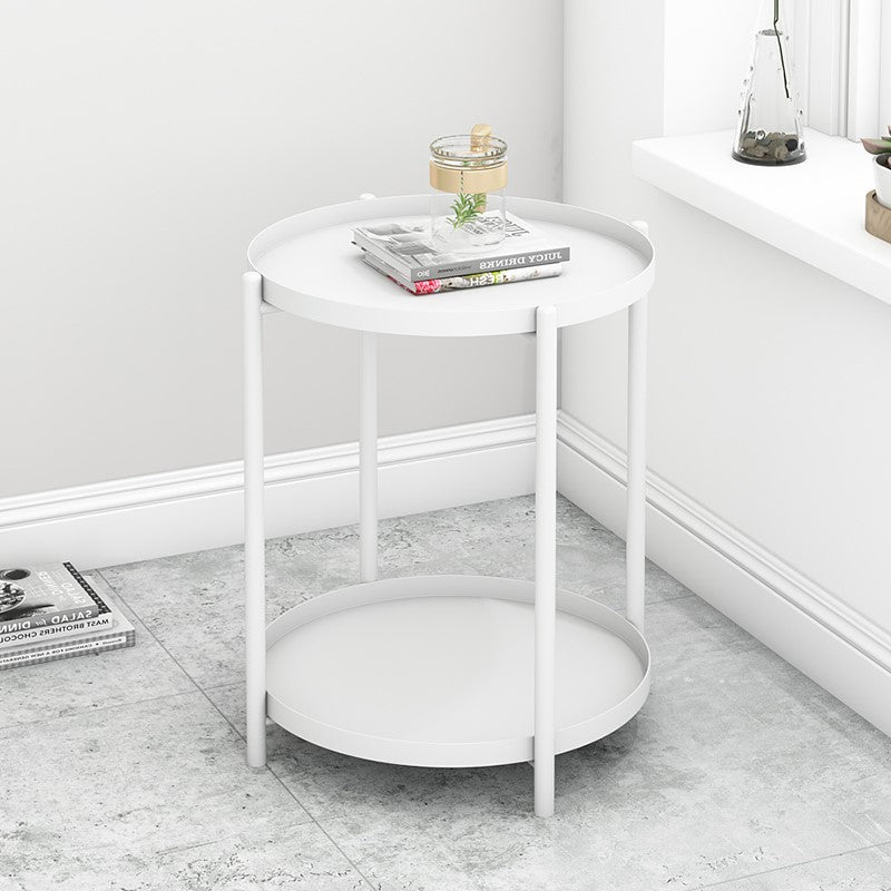Mid-Century Metal Corner Table Tray Top Round Side End Table