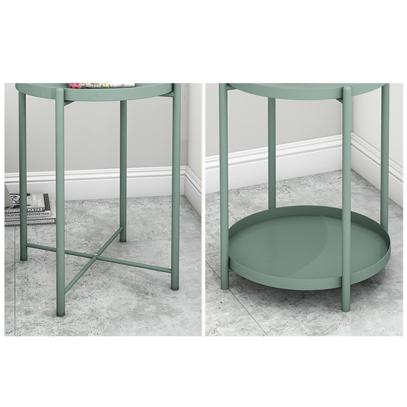Mid-Century Metal Corner Table Tray Top Round Side End Table