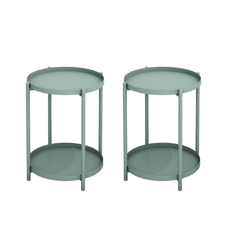 Mid-Century Metal Corner Table Tray Top Round Side End Table