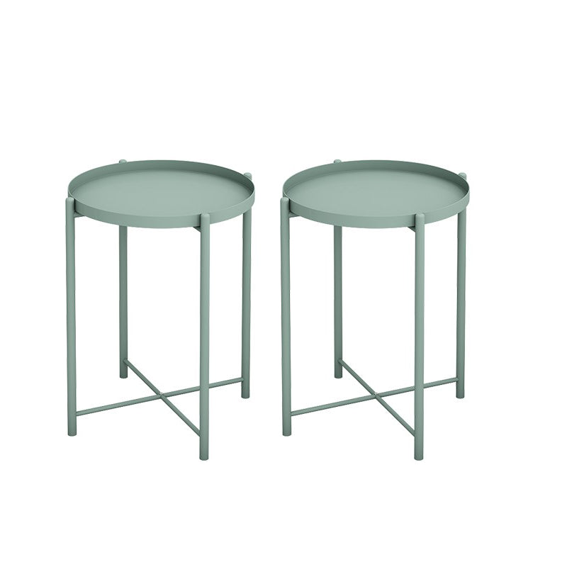 Mid-Century Metal Corner Table Tray Top Round Side End Table