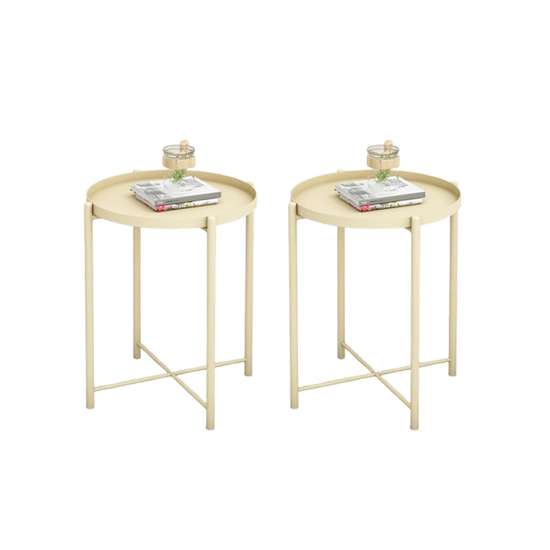 Mid-Century Metal Corner Table Tray Top Round Side End Table