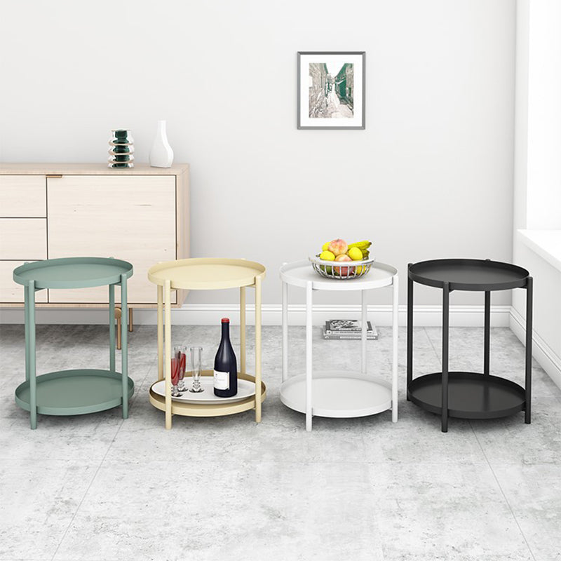 Mid-Century Metal Corner Table Tray Top Round Side End Table