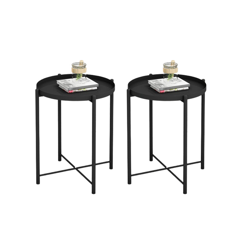 Mid-Century Metal Corner Table Tray Top Round Side End Table