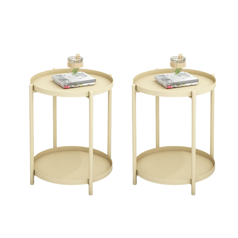 Mid-Century Metal Corner Table Tray Top Round Side End Table
