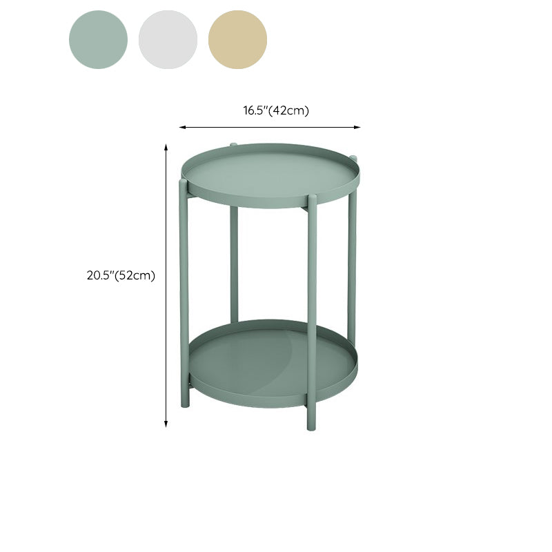 Mid-Century Metal Corner Table Tray Top Round Side End Table