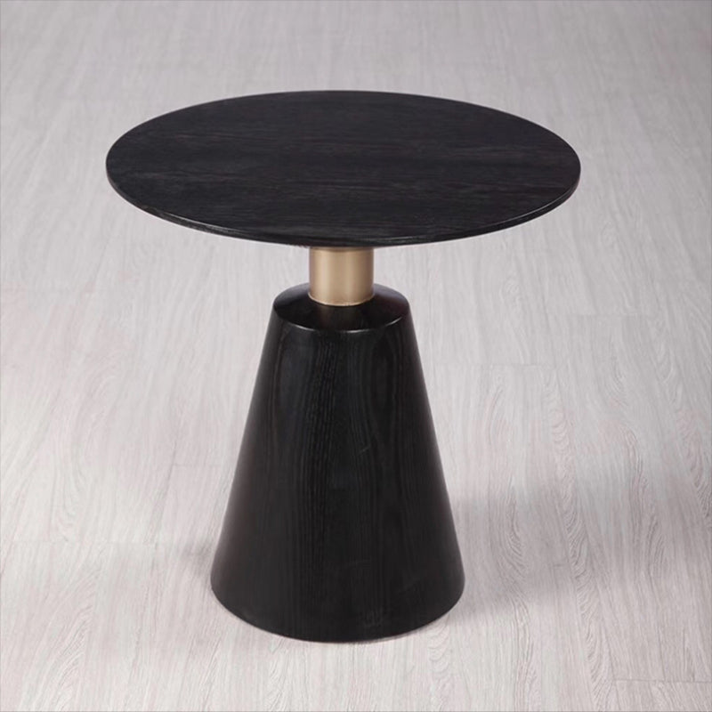 Contemporary Solid Wood Pedestal Round Living Room Side End Table