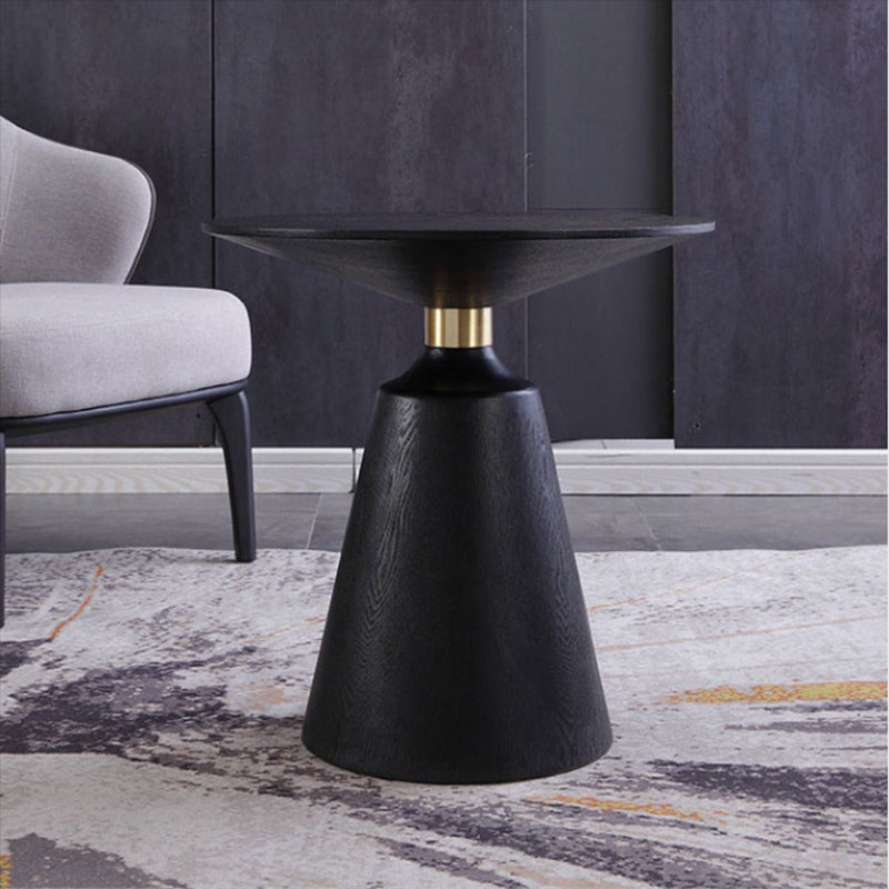 Contemporary Solid Wood Pedestal Round Living Room Side End Table