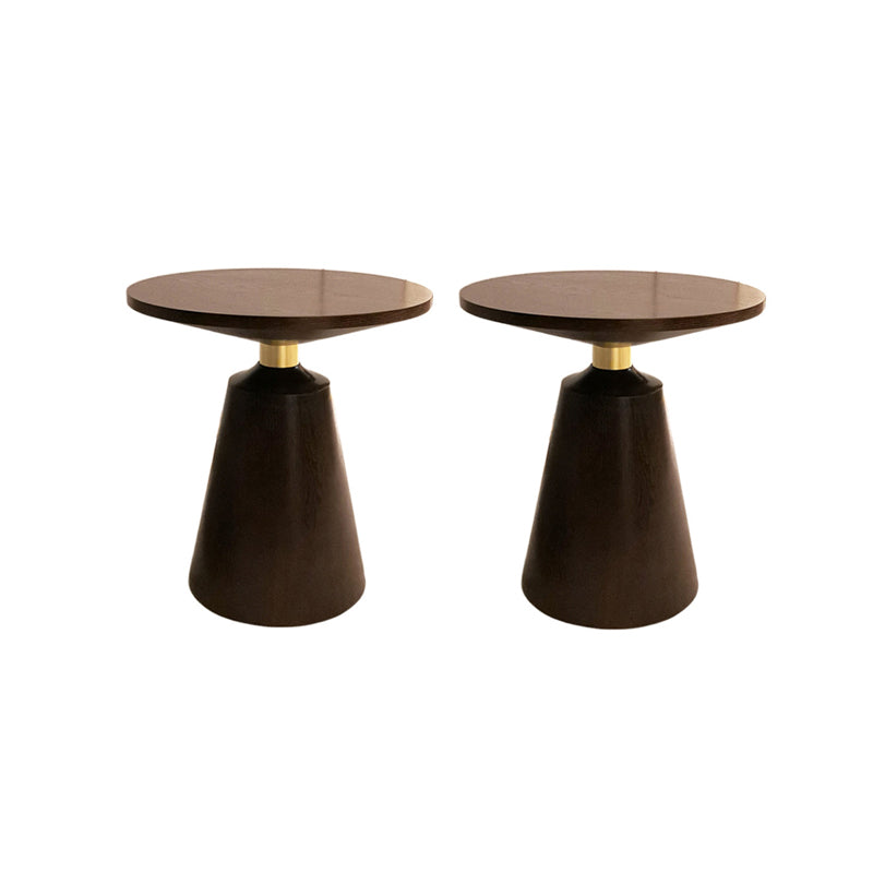 Contemporary Solid Wood Pedestal Round Living Room Side End Table