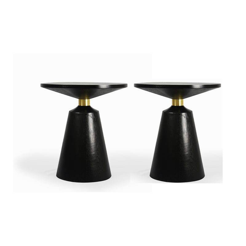 Contemporary Solid Wood Pedestal Round Living Room Side End Table