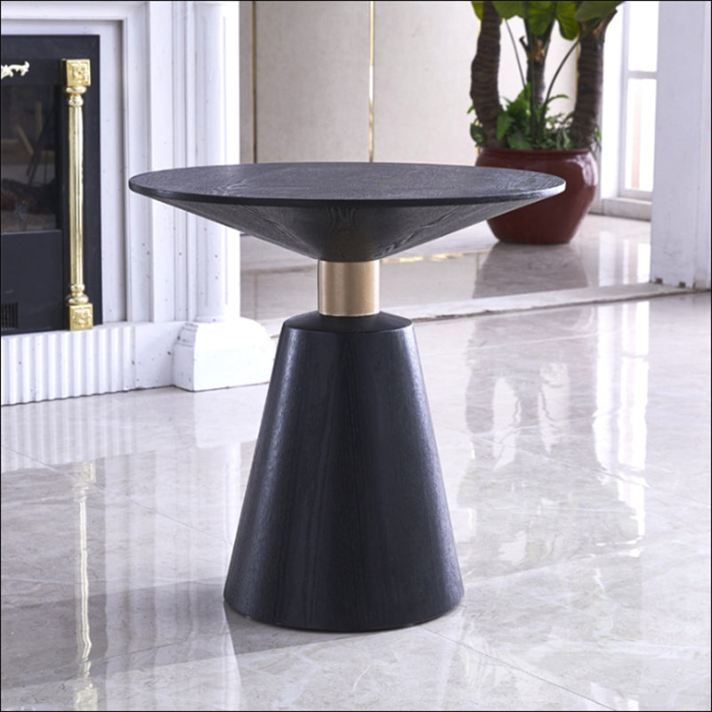 Contemporary Solid Wood Pedestal Round Living Room Side End Table