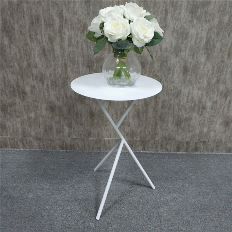 Mid-Century Round Side End Table Metal Cross Legs End Table, 22.8" Tall