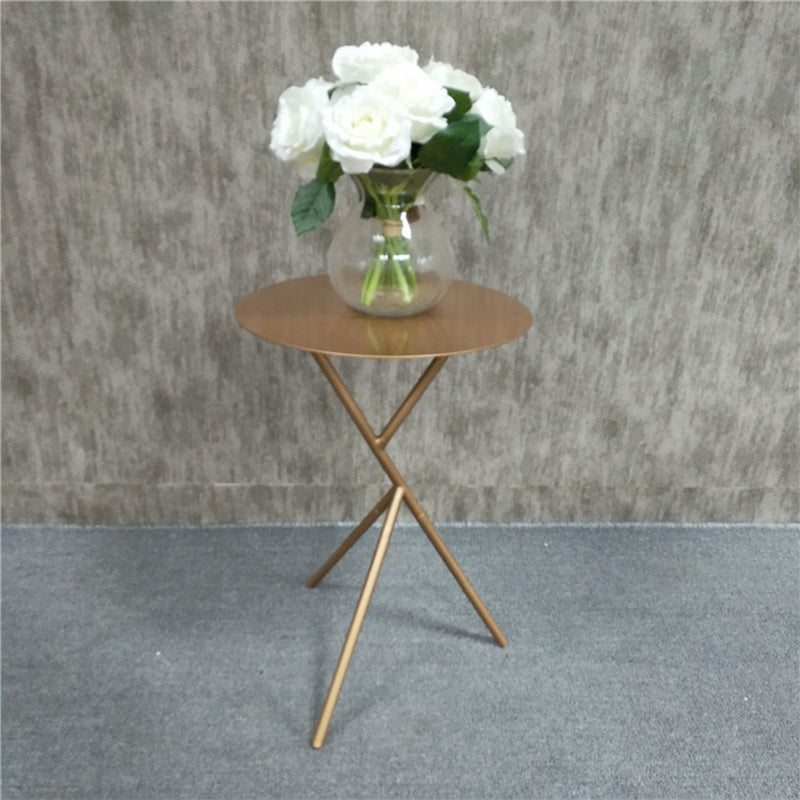 Mid-Century Round Side End Table Metal Cross Legs End Table, 22.8" Tall