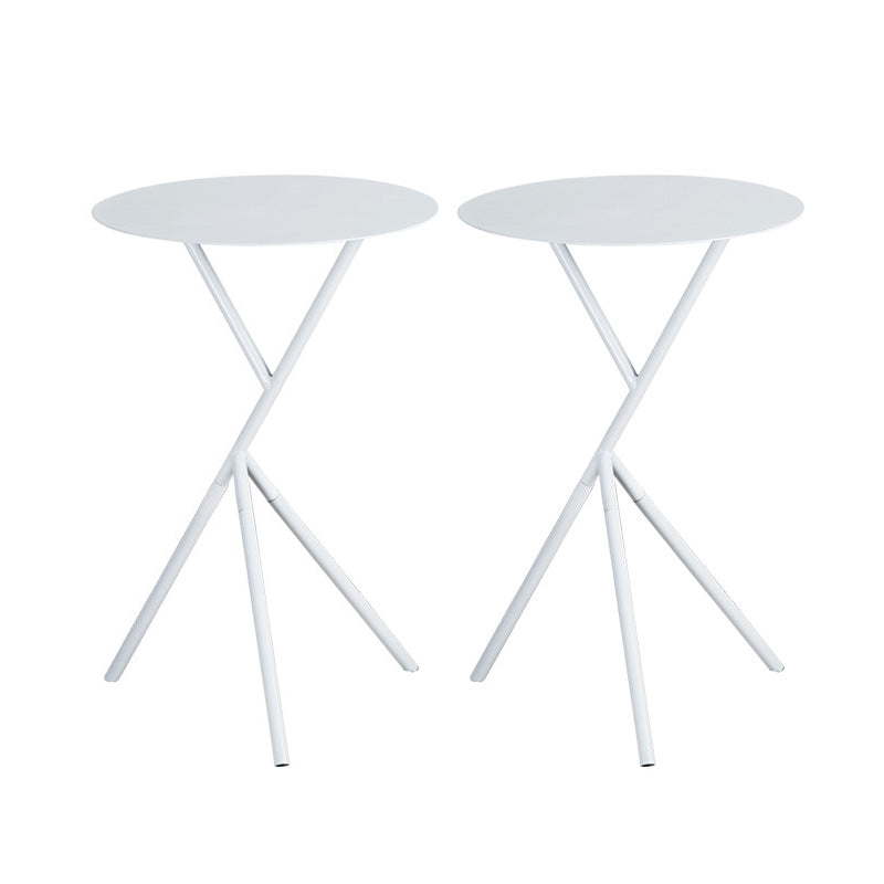 Mid-Century Round Side End Table Metal Cross Legs End Table, 22.8" Tall