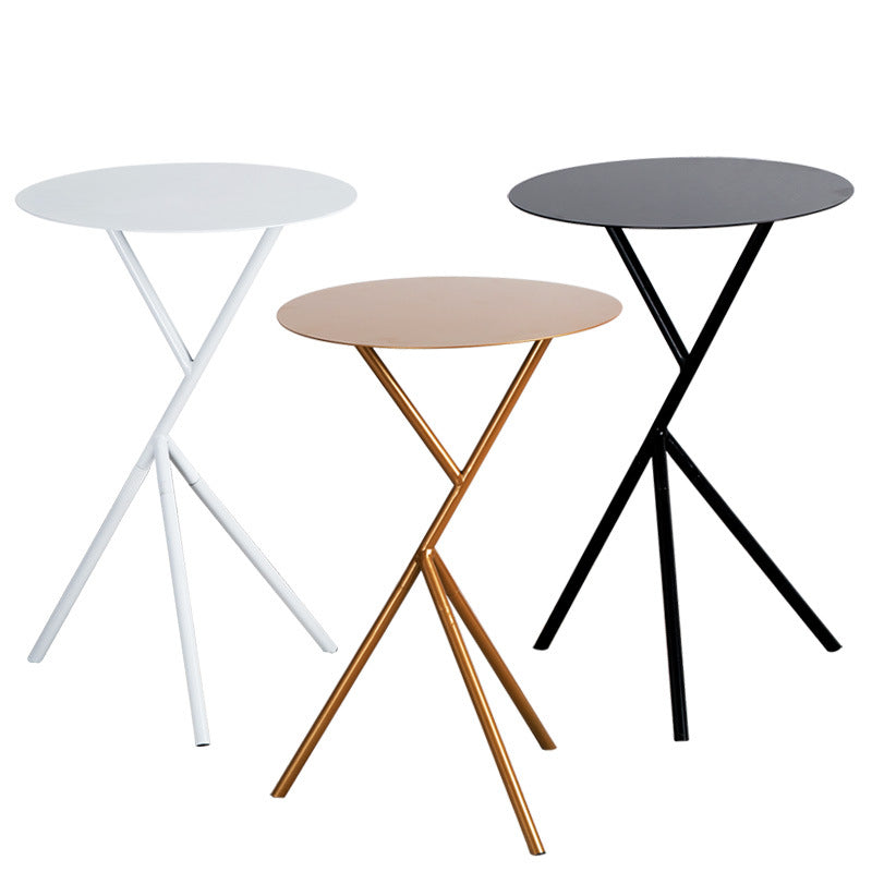 Mid-Century Round Side End Table Metal Cross Legs End Table, 22.8" Tall