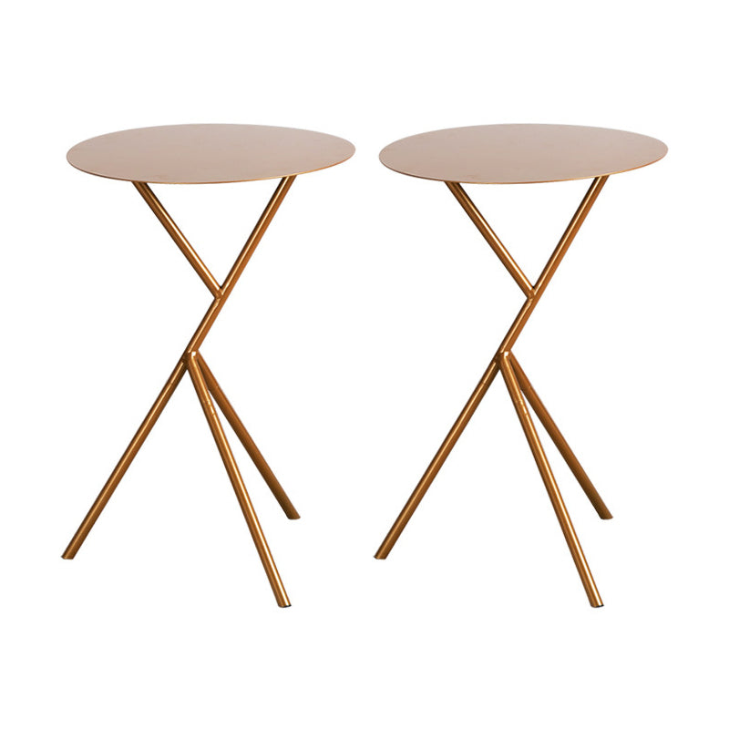 Mid-Century Round Side End Table Metal Cross Legs End Table, 22.8" Tall