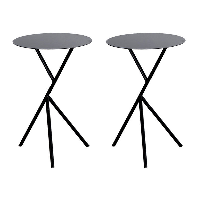 Mid-Century Round Side End Table Metal Cross Legs End Table, 22.8" Tall