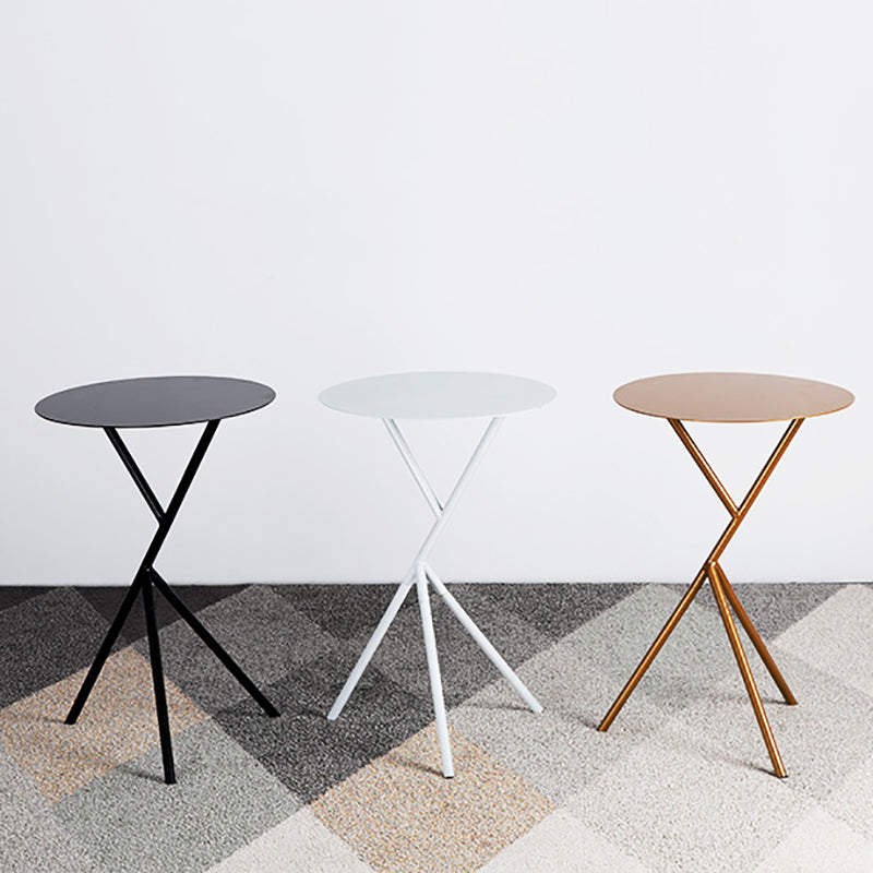 Mid-Century Round Side End Table Metal Cross Legs End Table, 22.8" Tall