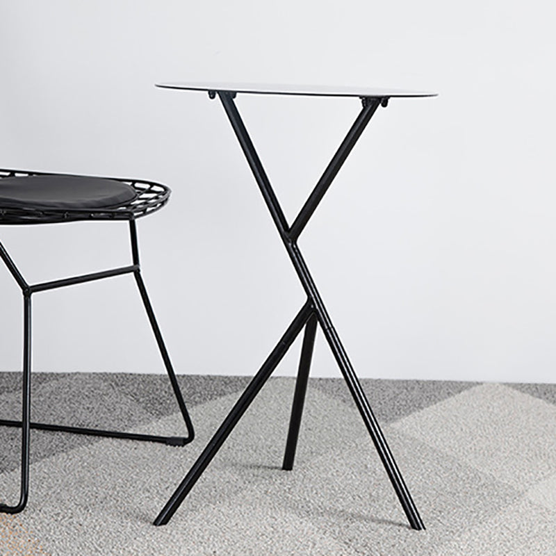 Mid-Century Round Side End Table Metal Cross Legs End Table, 22.8" Tall