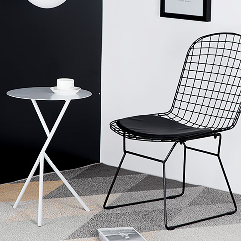 Mid-Century Round Side End Table Metal Cross Legs End Table, 22.8" Tall