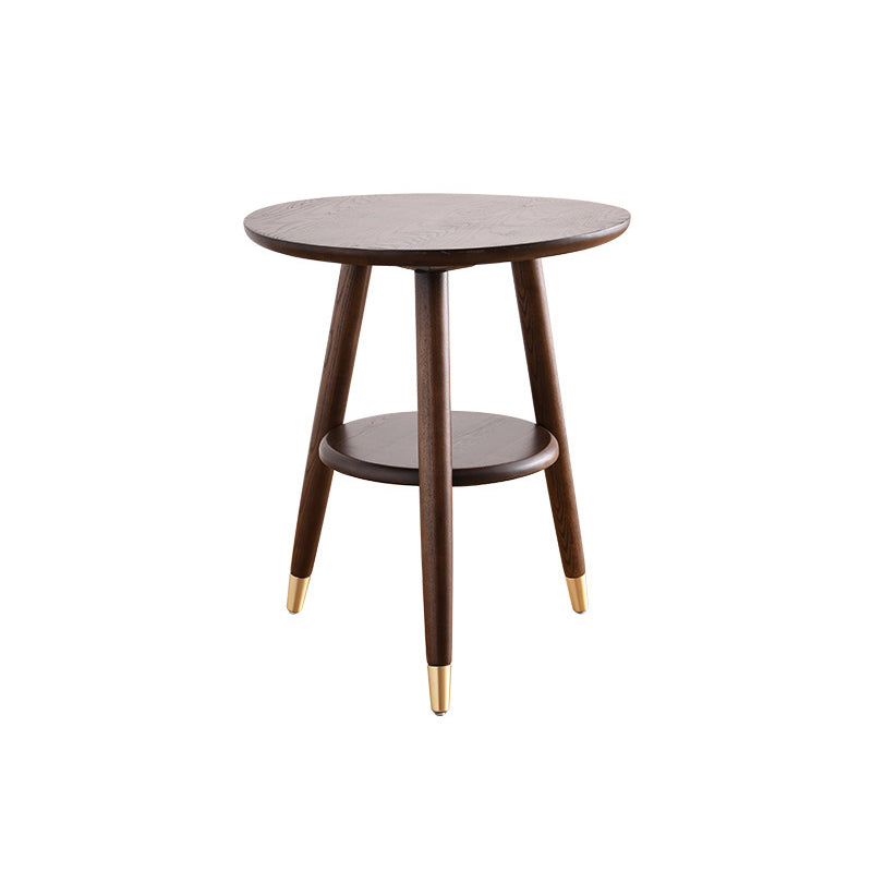 Modernistic Ashwood 3 Legs with Storage Round Double Tier Side Table