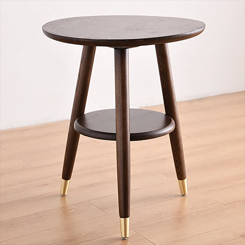 Modernistic Ashwood 3 Legs with Storage Round Double Tier Side Table