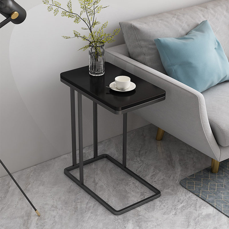 Mid-Century C Side Table Slate/Metal Top Rectangular End Table