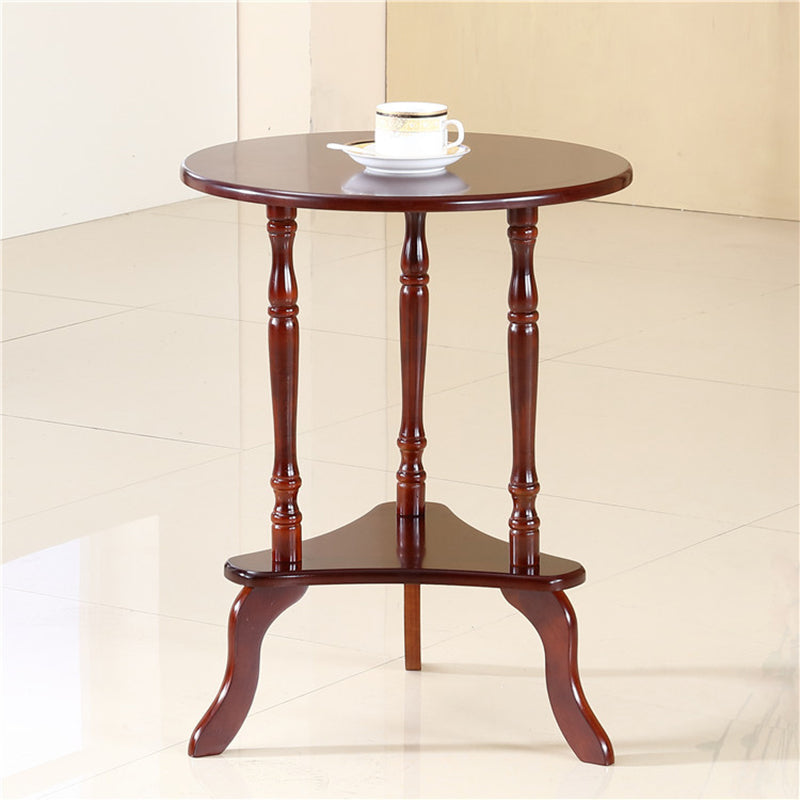 Traditional Solid Wood 3 Legs with Storage Round Living Room End Table