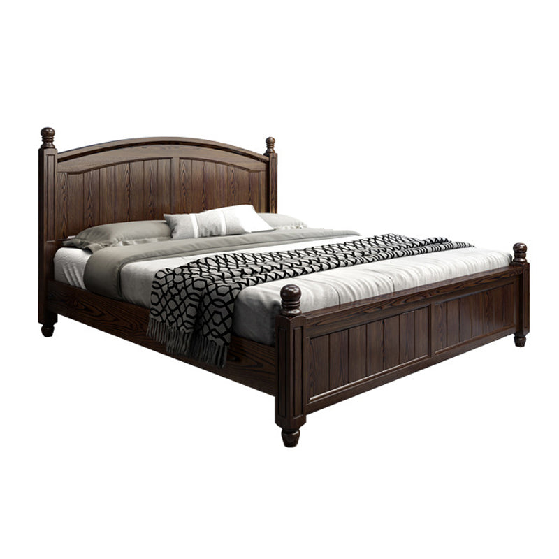 Espresso Mid-Century Modern Standard Bed Ash Bed Frame with Headboard