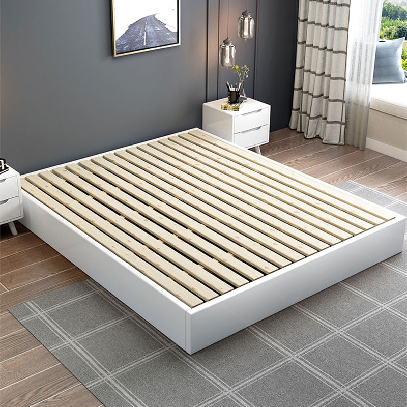 Mid-Century Modern White Platform Bed Solid Wood Platform Bed Frame