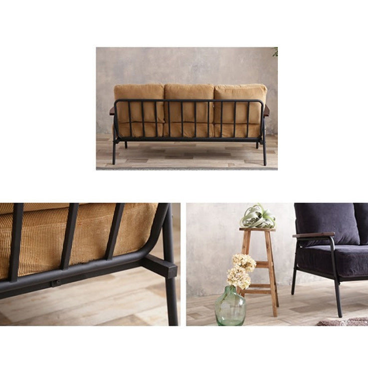 2-seater Sofa Contemporary Square Arm Loveseat with Loose Back